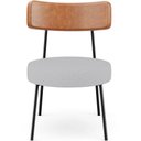 Ver imagem 3 de Poltrona Decorativa Para Sala De Estar Base Fixa Londres L02 Couríssimo Camel Linho Cinza - Lyam