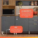Ver imagem 6 de Armário de Cozinha Completa com Balcão 8 Portas 2 Gavetas 2,50m Alba Demóbile Madeirado/Grafite