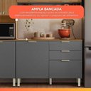 Ver imagem 7 de Armário de Cozinha Completa com Balcão 8 Portas 2 Gavetas 2,50m Alba Demóbile Madeirado/Grafite