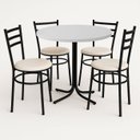 Ver imagem 1 de Mesa de Jantar Redonda 80cm Branca com 4 Cadeiras Estofada Preta
