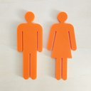 Ver imagem 1 de Quadro/placa Sinalização Mas/fem Banheiro Unissex Indicativa:Laranja