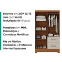 Ver imagem 4 de Guarda Roupa Solteiro 4 Portas 2 Gavetas Primor 121x209 cm Cinamomo Areia Zanz