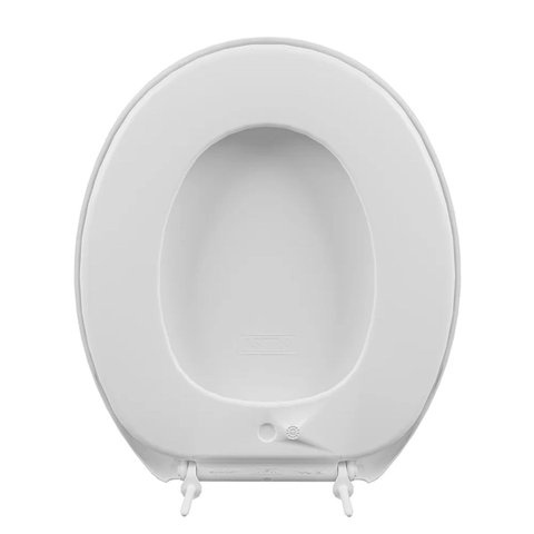 Assento Vaso Sanitário Slim Almofadado Branco + Escova Sanitária com Suporte Branco Base Redonda