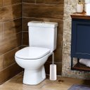 Ver imagem 3 de Assento Vaso Sanitário Slim Almofadado Branco + Escova Sanitária com Suporte Branco Base Redonda
