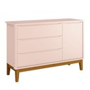 Ver imagem 2 de Cômoda Infantil e Guarda Roupa 3 Portas New Classic Rosa com Pés Madeira ? Reller
