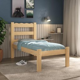 Cama de Solteiro Madeira Maciça para Colchão 78/88x188cm Multimóveis Cr35254 - Natural - 1