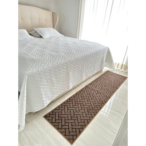 Tapete Passadeira Quarto Sala Parquet Marrom 0,50 X 2,00 M