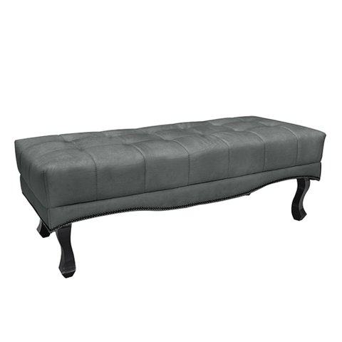 Recamier Decorativo 90cm Loewe Veludo Pés de Madeira Cinza - Gran Belo