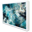 Ver imagem 2 de Quadro Decorativo Abstrato Mármore Azul em Moldura Caixa Tacolado Moldura Trad 1cm Madeira Escura Co