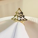 Ver imagem 2 de Kit de 8 Anéis para Guardanapos Árvore de Natal Dourada