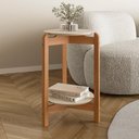 Ver imagem 5 de Mesa Lateral Lizz Redonda MDF Madeira Maciça 35cm Off White