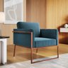 Poltrona Decorativa CM10 Carolina Mobilia - Linho Azul/Cobre - 2