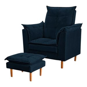 Poltrona Amamentação Compacta com Mini Puff - Azul