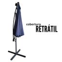 Ver imagem 5 de Ombrelone Lateral Suspenso Jardim 3 Metros com Led Alumínio Manivela Azul Importway Iwobll-300 Az
