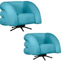 Ver imagem 1 de Kit 2 Poltrona Decorativa Micheli Giratória e Balanço Veludo Cor:turquesa