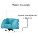 Ver imagem 7 de Kit 2 Poltrona Decorativa Micheli Giratória e Balanço Veludo Cor:turquesa