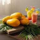 Ver imagem 6 de Kit 15 Mamões Artificiais Realistas Fruta Decorativa Restaurante, Buffet, Festa e Temática Tropical