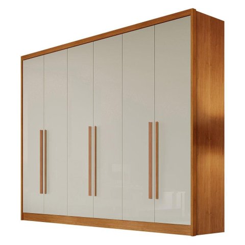 Guarda Roupa Casal New Messina 6 Portas 4 Gavetas Cinamomo Fendi - Novo Horizonte