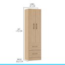 Ver imagem 3 de Guarda Roupa Solteiro 2 Portas 2 Gavetas 47x172cm Mdp Carvalho 8012 Menu