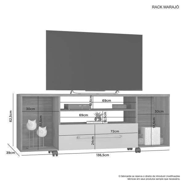 Rack Marajó 1 Gaveta Rovere/Off White Jcm - 3