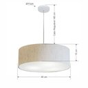 Ver imagem 2 de Lustre Pendente Cilíndrico Vivare Md-4132 Cúpula em Tecido 40x15cm - Linho Bege - Bivolt