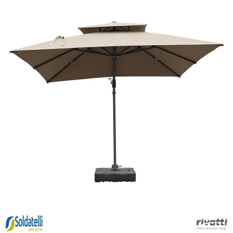 Kit Ombrelone Tulum Grafite ou Fendi - com Base Hdpe 150 Litros - Rivatti