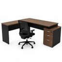 Ver imagem 2 de Conjunto Mesa Pedestal em L + Cadeira de Escritório Ergonômica