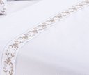Ver imagem 4 de Jogo lençol Veneza quarto casal Queen bordado 4 peças 2fronha:Branco com Caqui