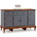 Ver imagem 1 de Balcão Linz 4 Portas 3 Gavetas Pés Luis Xv 99 X 175 X 45 Cm (a X L X P) - Cor Cinza Escuro/imbuia