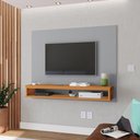 Ver imagem 2 de Painel Tv 50 Polegadas Cabeceira 1,40 Linho Cama Casal 2 Mesinhas Canto Quarto Gaveta Cinza/cinamomo