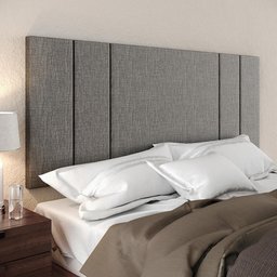 Painel Tv 50 Polegadas Cabeceira 1,40 Linho Cama Casal 2 Mesinhas Canto Quarto Gaveta Cinza/cinamomo - 6