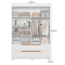 Ver imagem 5 de Guarda Roupa Solteiro Doble 4 Portas de Bater com Espelho e Cômoda MDP Fosco Branco Albatroz Mó