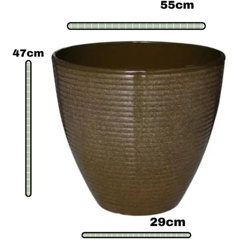 Vaso De Planta Grande Decorativo Para Sala Auto Brilho  e Leve 47cm (Liso/Marrom-Escuro)