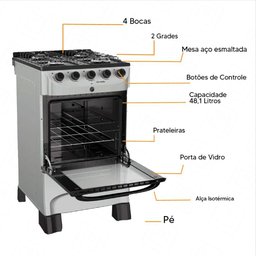 Fogão a Gas Mueller Mfi4bc 4 Bocas Titanium Mesa Esmaltada - Bivolt - 3
