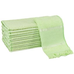 Kit 12 Toalhas Social Bordar Ponto Cruz Escola de Mão Perfeito Estilo Verde Claro - 1
