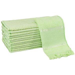 Kit 12 Toalhas Social Bordar Ponto Cruz Escola de Mão Perfeito Estilo Verde Claro