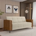 Ver imagem 2 de Sofá Living Decorativo Houston 2 Lugares 180cm Pés em Metal Linho/pu Bege/ Caramelo G33 - Gran Belo
