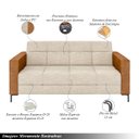 Ver imagem 3 de Sofá Living Decorativo Houston 2 Lugares 180cm Pés em Metal Linho/pu Bege/ Caramelo G33 - Gran Belo