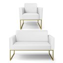 Ver imagem 1 de Sofá Namoradeira com Poltrona Base Industrial Dourado Marisa Corino Branco D03 - D'Rossi