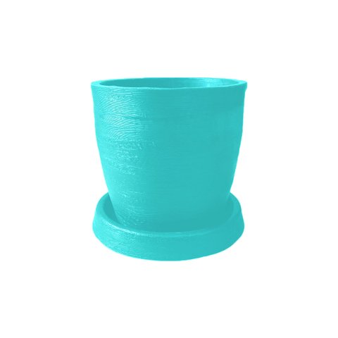 Vaso Plantar com Prato 30x30 Classico Oval Moderno Polietileno Bgplasticos V13 Azul Bebe 019