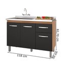 Ver imagem 4 de Balcao P/ Pia sem Tampo Anita 120 Cm Savana Preto Moblis