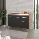 Ver imagem 2 de Balcao P/ Pia sem Tampo Anita 120 Cm Savana Preto Moblis