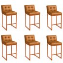 Ver imagem 1 de Banqueta Cozinha Alta com Encosto Industrial Kit 6 Bronze Lirina Pu C05 - D'rossi