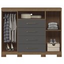 Ver imagem 5 de Guarda Roupa Casal Ripado 4 Portas Buriti com Espelho e Pés e Cômoda Havana Master com Pés Jatobá Gr