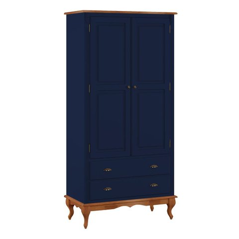 Guarda Roupa Madeira 2 Portas 60818 Hannover Linz Móveis - Azul Petróleo/imbuia