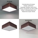 Ver imagem 5 de Lustre Plafon Sobrepor Quadrado Vivare Cqf5015lc Cúpula em Tecido Cor Café 50x50x15cm