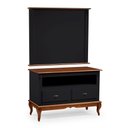 Ver imagem 1 de Rack com Painel para Sala 120cm Pés Luis Xv 2 Gavetas e Nicho Linz Móveis - Preto/imbuia Glazer