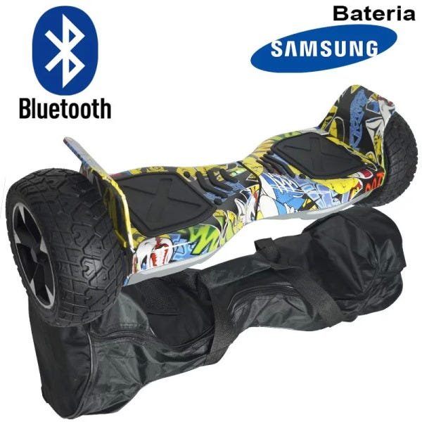 Hoverboard Skate Elétrico 8.5 Off Road Cross Rally Bluetooth BW-056 Bat Samsung Colorido Bolsa Led - 1