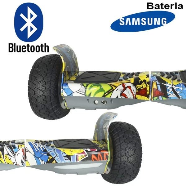 Hoverboard Skate Elétrico 8.5 Off Road Cross Rally Bluetooth BW-056 Bat Samsung Colorido Bolsa Led - 4