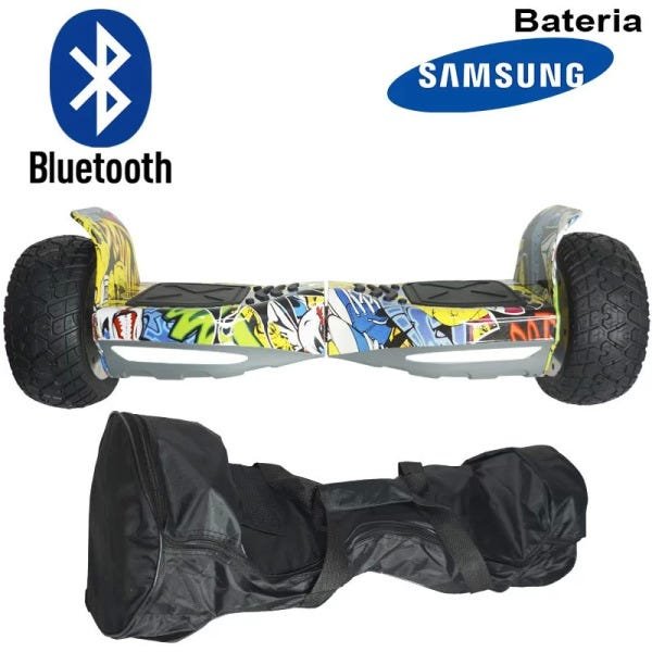 Hoverboard Skate Elétrico 8.5 Off Road Cross Rally Bluetooth BW-056 Bat Samsung Colorido Bolsa Led - 5
